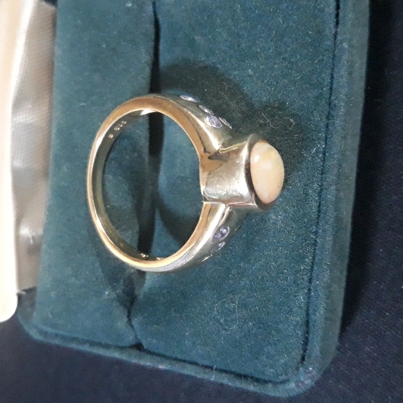 Genuine Ethiopian Opal and Tanzanite Ring sz8. 14K Gold Plated.  .925 - Picture 5 of 10